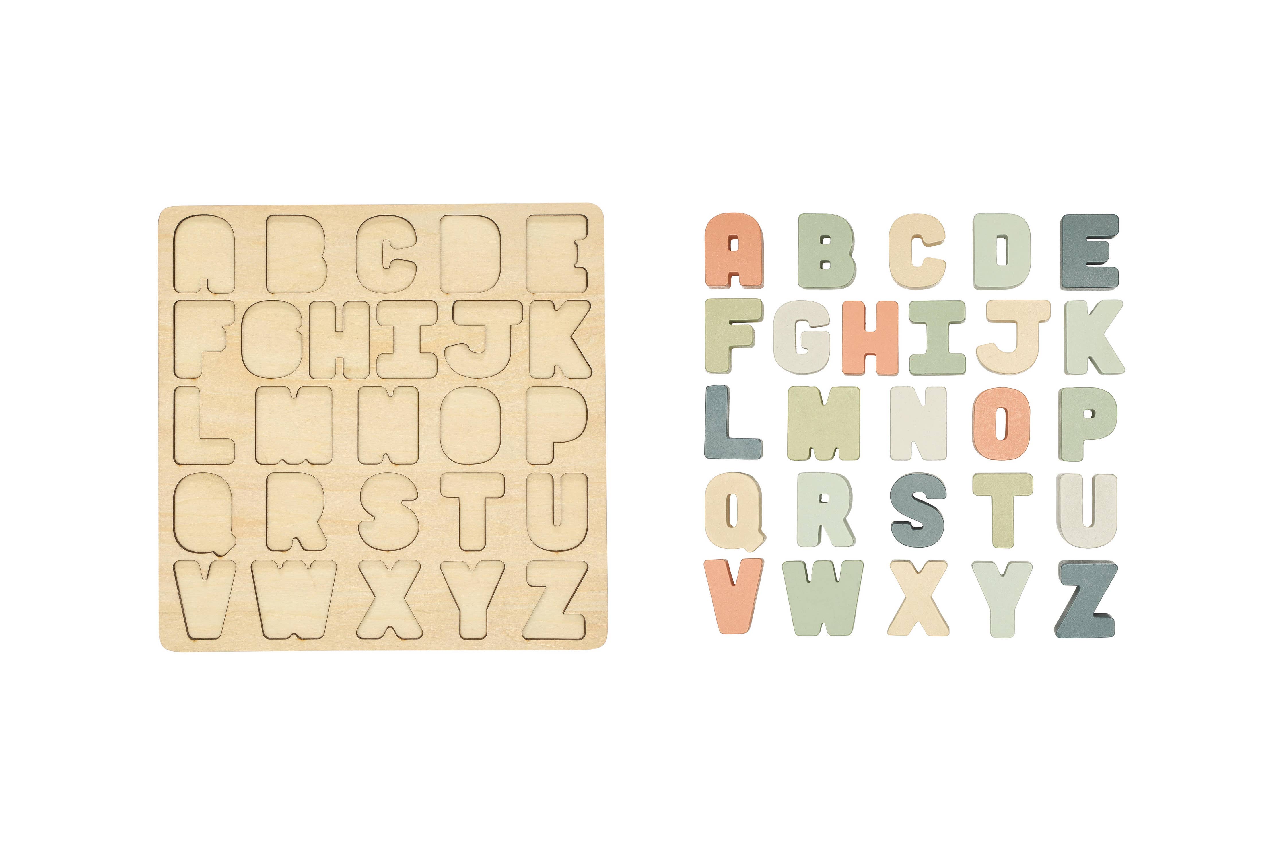 WOODEN ALPHABET PUZZLE, MONTESSORI LEARNING TOY