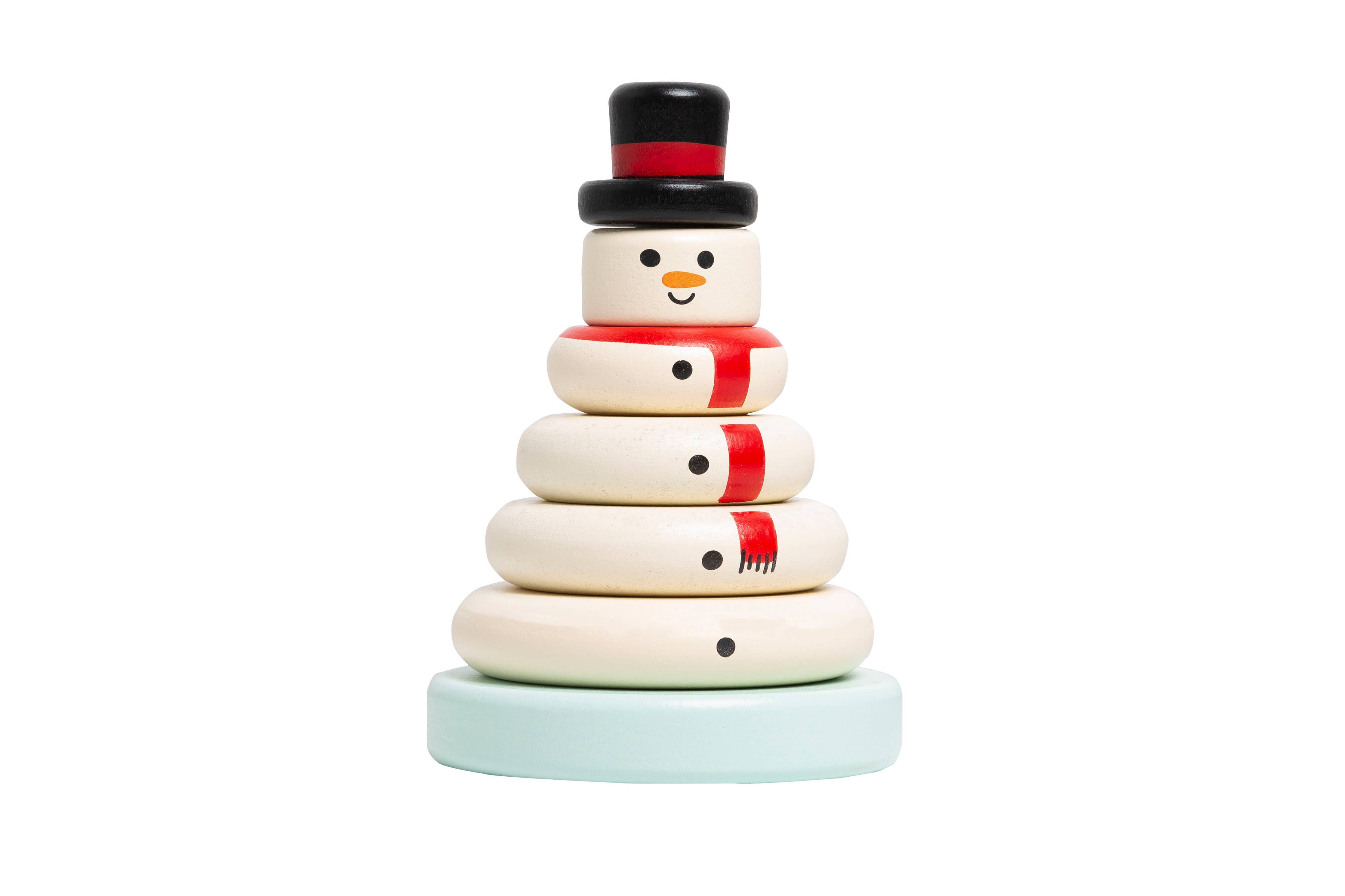 WOODEN SNOWMAN STACKING TOY SET, HOLIDAY BABY TODDLER GIFT