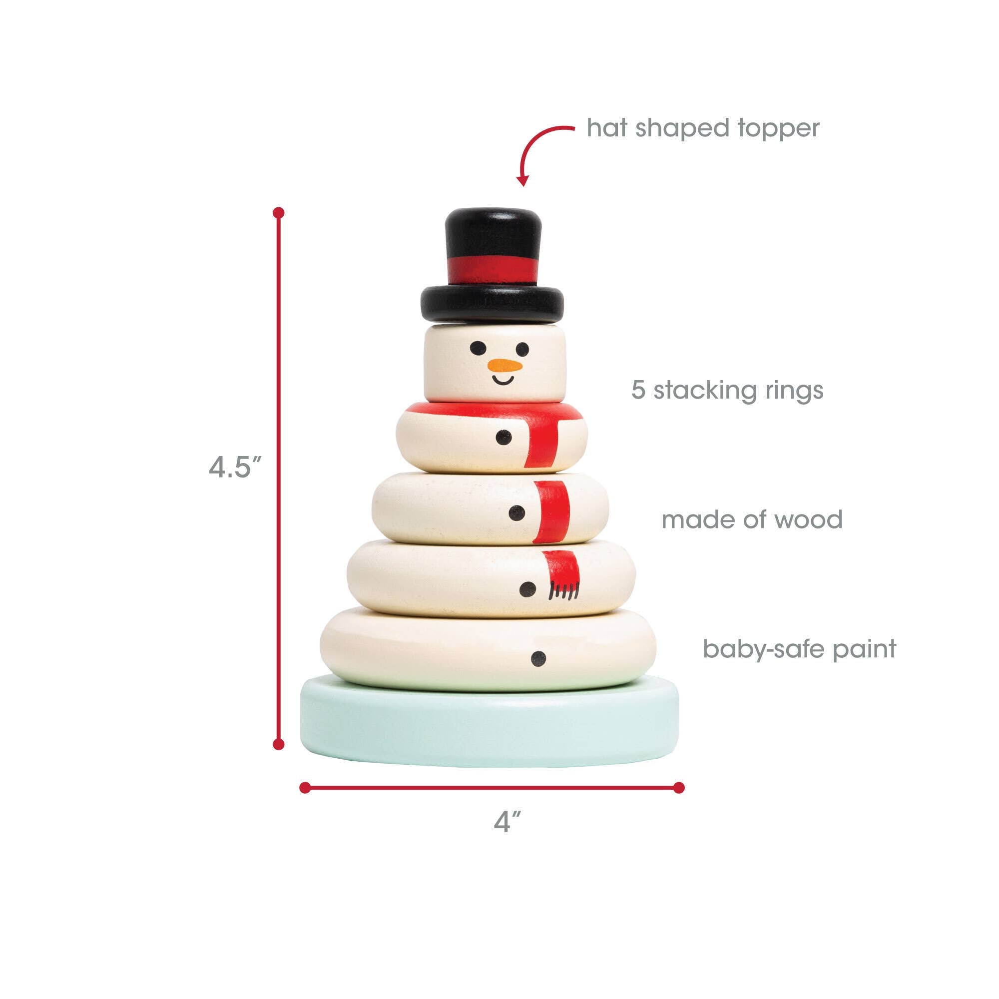 WOODEN SNOWMAN STACKING TOY SET, HOLIDAY BABY TODDLER GIFT
