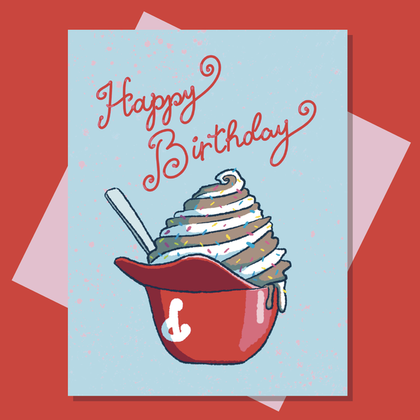 PHILLIES ICE CREAM HELMET BIRTHDAY GREETING CARD