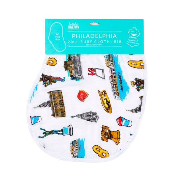 PHILADELPHIA BABY 2-IN-1 BURP CLOTH AND BIB