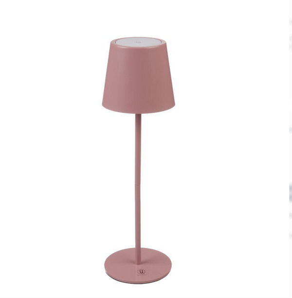 Table lamp with a brown shade and base on a white background
