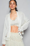 V-NECK LACE RUFFLE SWEATER CARDIGAN