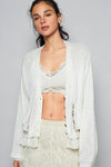 V-NECK LACE RUFFLE SWEATER CARDIGAN
