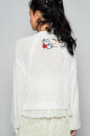 V-NECK LACE RUFFLE SWEATER CARDIGAN