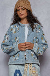 QUILTED BALLOON SLEEVE OVERSIZED PATCH JACKET