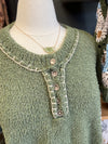 OLIVE SLEEVE DETAIL KNIT SWEATER