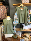 OLIVE SLEEVE DETAIL KNIT SWEATER