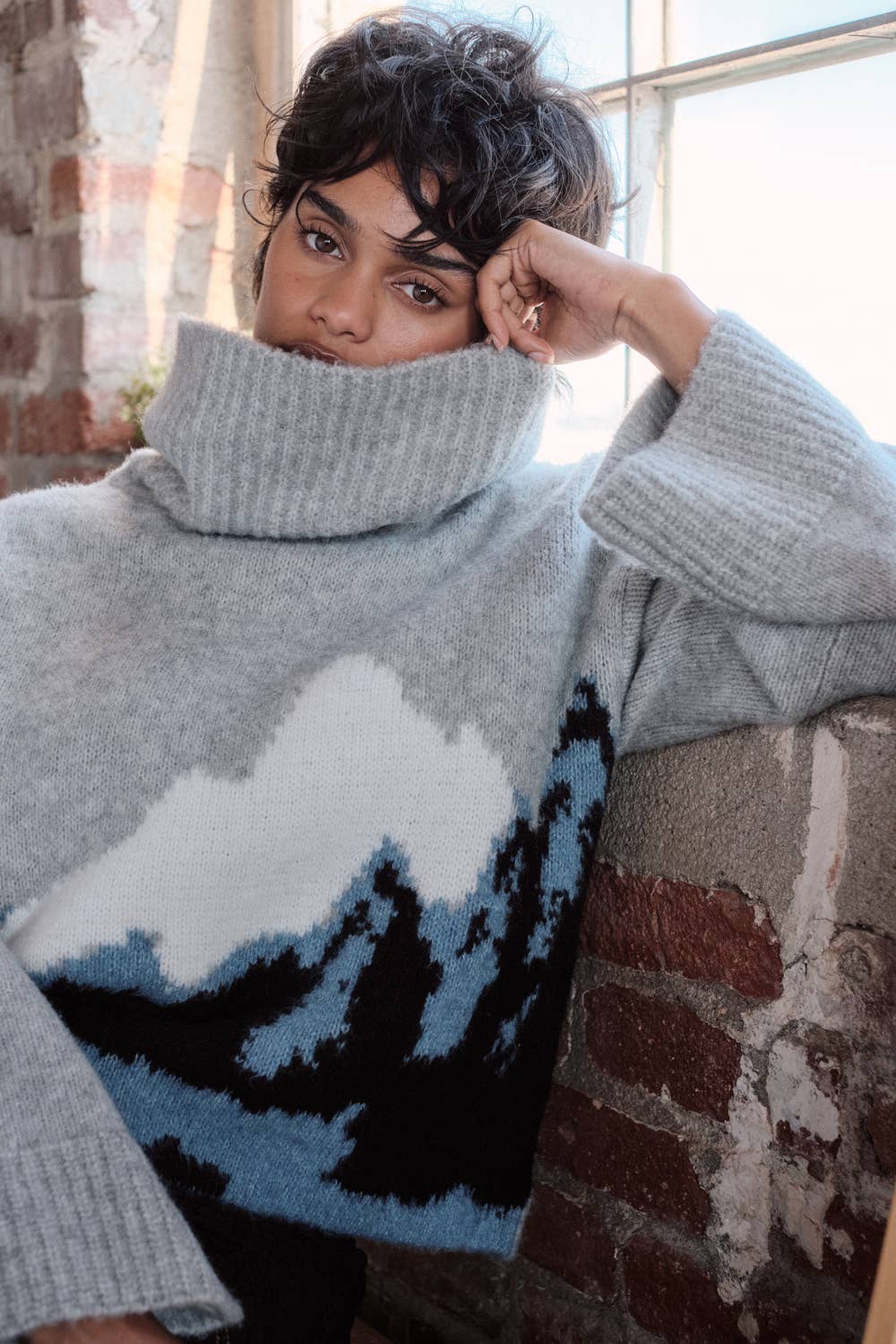 HEATHER MOUNTAINS JACQUARD-KNIT TURTLENECK SWEATER