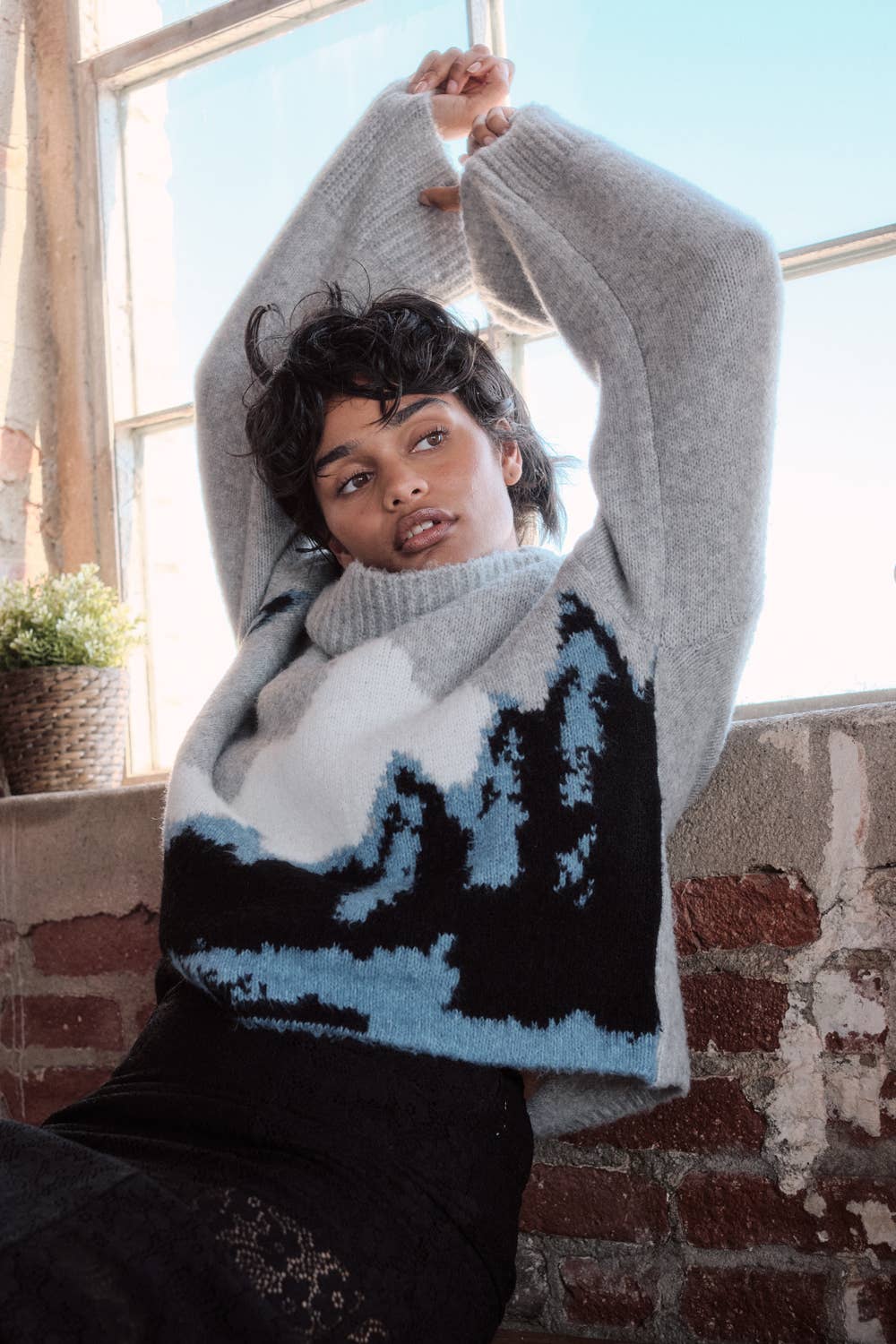 HEATHER MOUNTAINS JACQUARD-KNIT TURTLENECK SWEATER