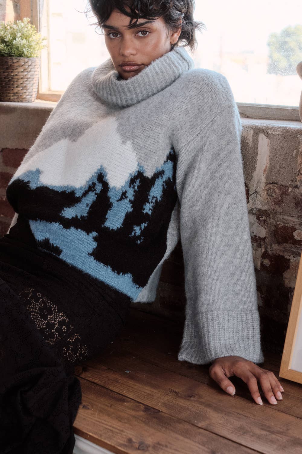 HEATHER MOUNTAINS JACQUARD-KNIT TURTLENECK SWEATER