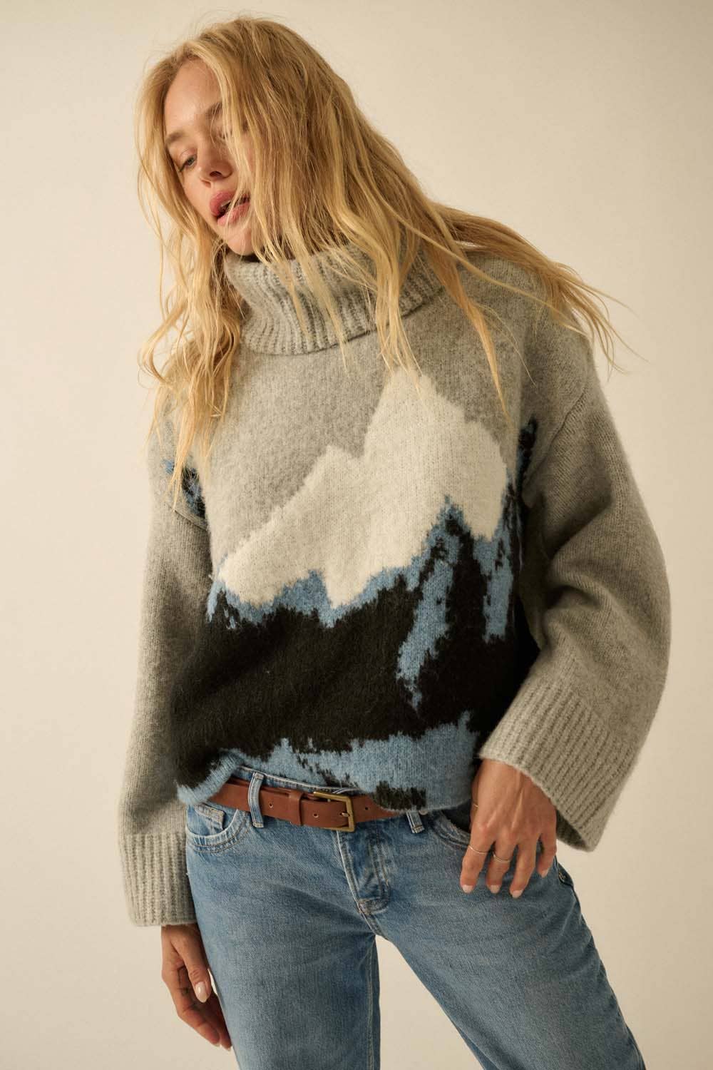 HEATHER MOUNTAINS JACQUARD-KNIT TURTLENECK SWEATER
