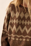 CHOCOLATE ARGYLE CONFETTI KNIT RAGLAN SWEATER