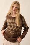 CHOCOLATE ARGYLE CONFETTI KNIT RAGLAN SWEATER