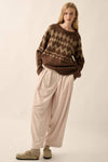 CHOCOLATE ARGYLE CONFETTI KNIT RAGLAN SWEATER