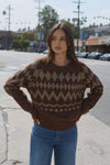 CHOCOLATE ARGYLE CONFETTI KNIT RAGLAN SWEATER