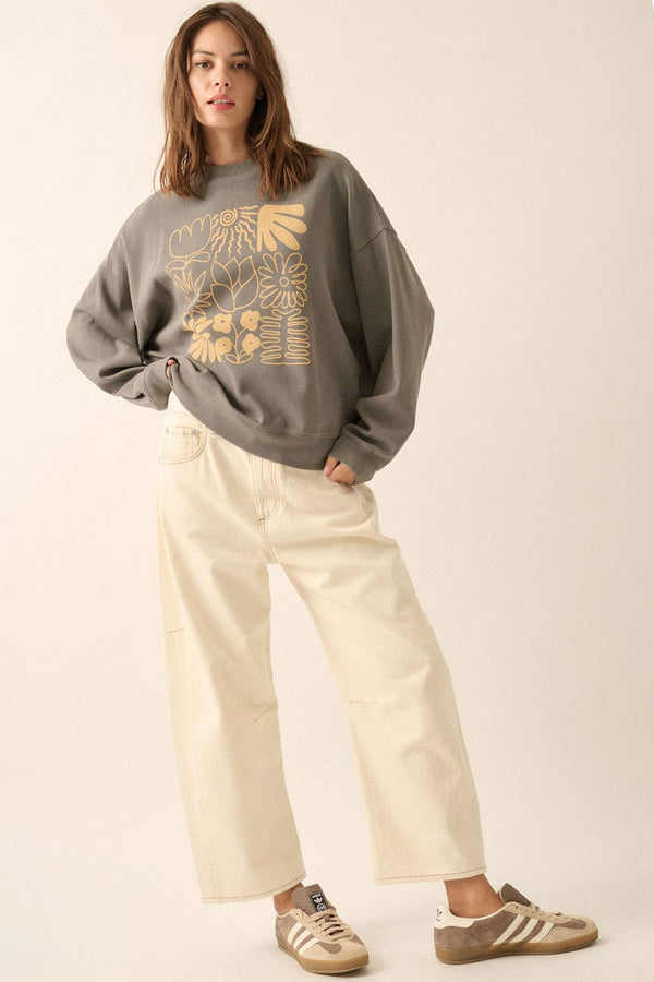 CHECKERBOARD FLOWER THERMAL GRAPHIC SWEATSHIRT