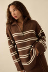STRIPED KNIT QUARTER-ZIP SWEATER