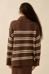 STRIPED KNIT QUARTER-ZIP SWEATER