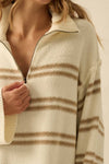 STRIPED KNIT QUARTER-ZIP SWEATER