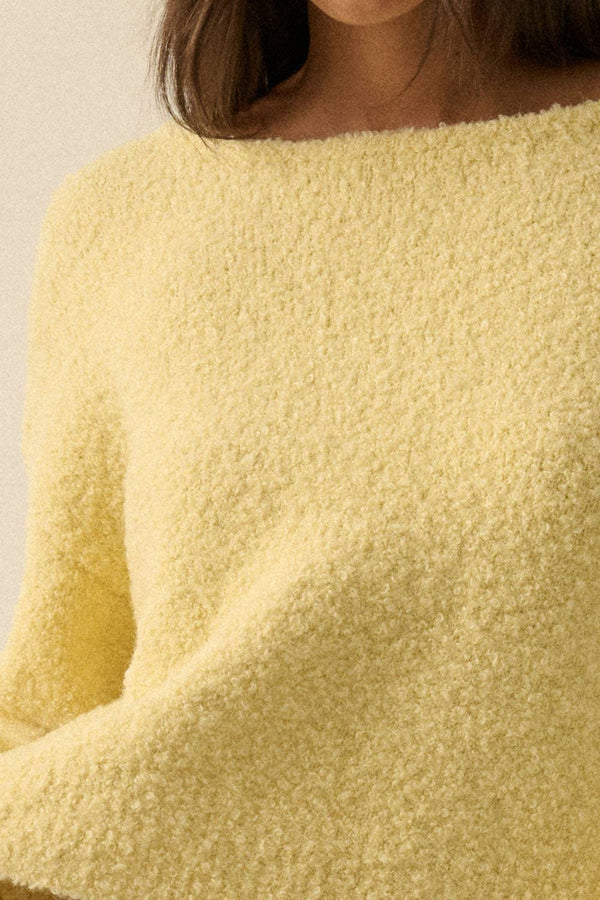 YELLOW KNIT BUBBLE-SLEEVE SWEATER