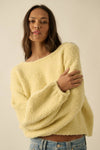 YELLOW KNIT BUBBLE-SLEEVE SWEATER