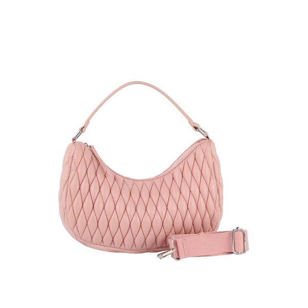 ECOSTITCH NYLON PUFFY QUILTED HOBO SHOULDER BAG: BLUSH