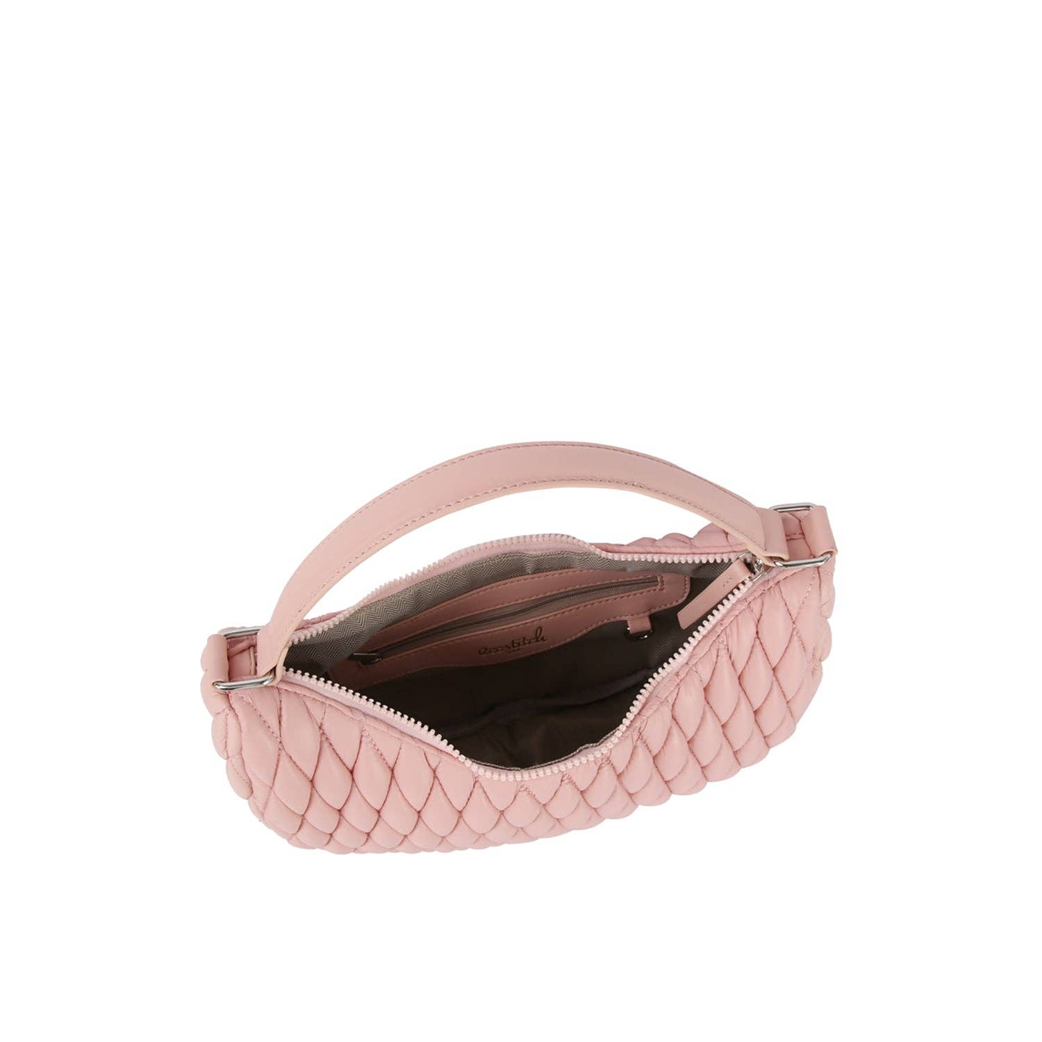 ECOSTITCH NYLON PUFFY QUILTED HOBO SHOULDER BAG: BLUSH