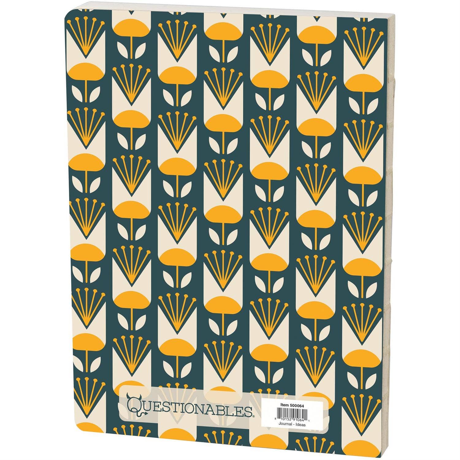 Notebook with a yellow and blue pattern on a white background