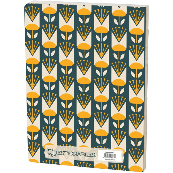 Notebook with a yellow and blue pattern on a white background