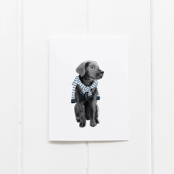 PREPPY BLACK LAB GREETING CARD