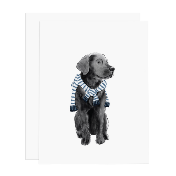 PREPPY BLACK LAB GREETING CARD