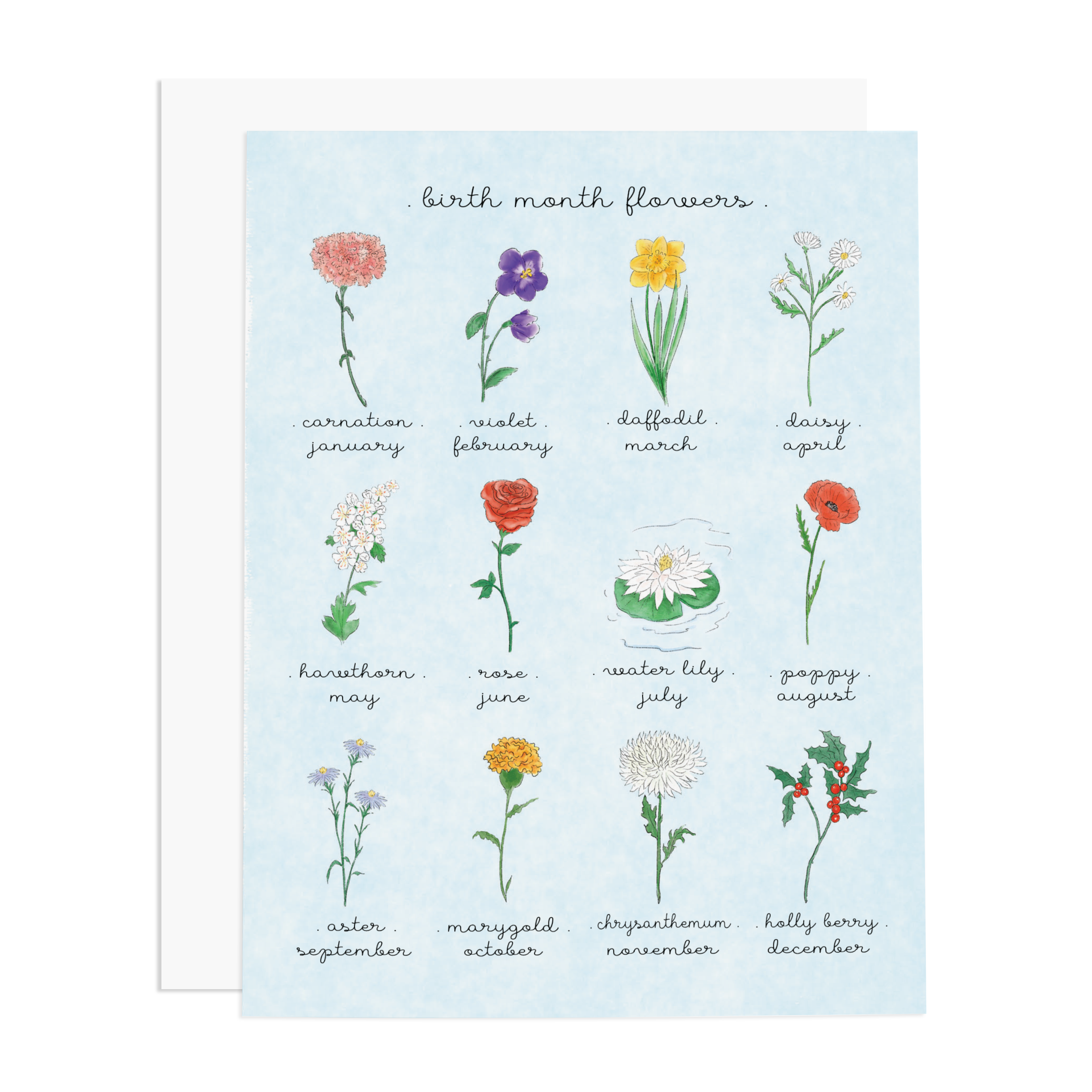 BIRTH MONTH FLOWERS GREETING CARD