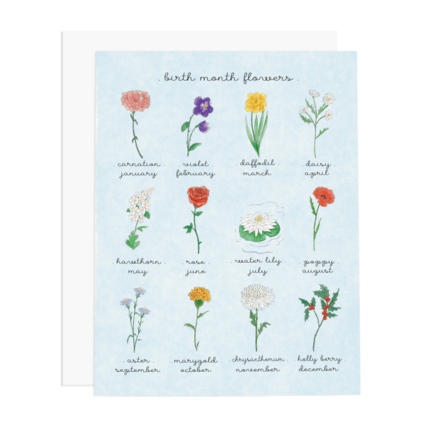 BIRTH MONTH FLOWERS GREETING CARD