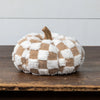 6.5" BROWN & CREAM CHECK FABRIC PUMPKIN