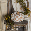 6.5" BROWN & CREAM CHECK FABRIC PUMPKIN