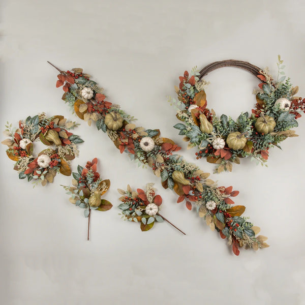 6' PUMPKIN, EUCALYPTUS & BERRIES GARLAND