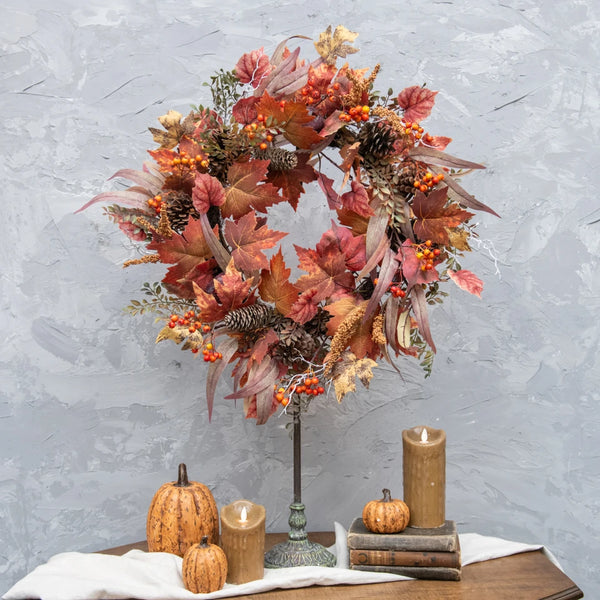 24" MAPLE LEAF & EUCALYPTUS WREATH