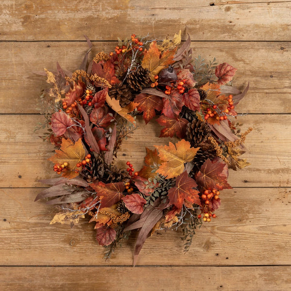 24" MAPLE LEAF & EUCALYPTUS WREATH