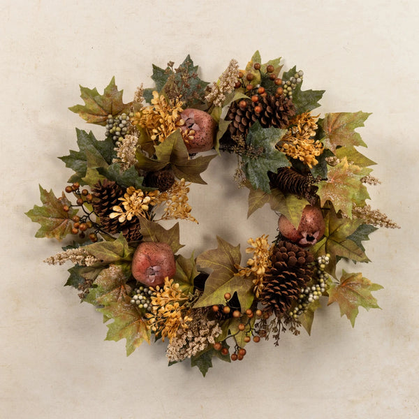 24" POMEGRANATE & BROWN BERRY WREATH