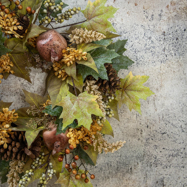 24" POMEGRANATE & BROWN BERRY WREATH