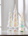TWINKLE LIT WHITE IRIDESCENT GLASS TREE