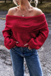 OFF SHOULDER RIBBED KNIT SWEATER