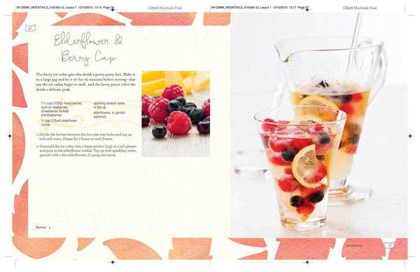 Recipe for Elderflower & Berry Cup with images of ingredients and finished drink.