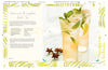 Dessert recipe page with a drink and garnishes on a decorative background