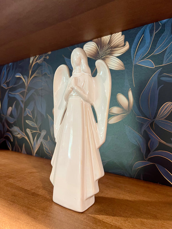 WHITE CERAMIC PRAYING ANGEL
