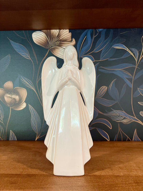 WHITE CERAMIC PRAYING ANGEL