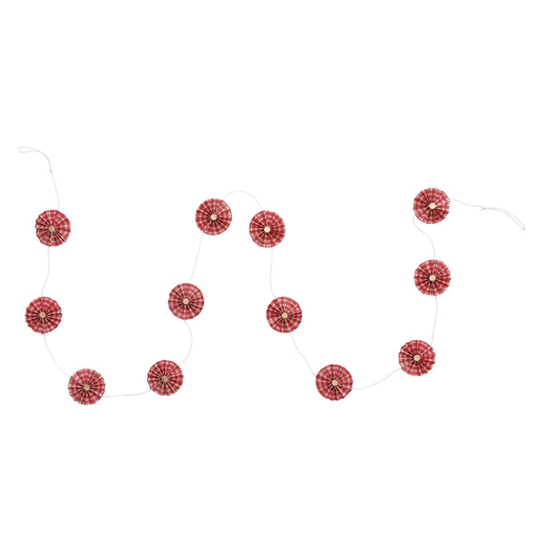 72"L HANDMADE RECYCLED PAPER FAN GARLAND IN KRAFT BOX, RED & GOLD COLOR