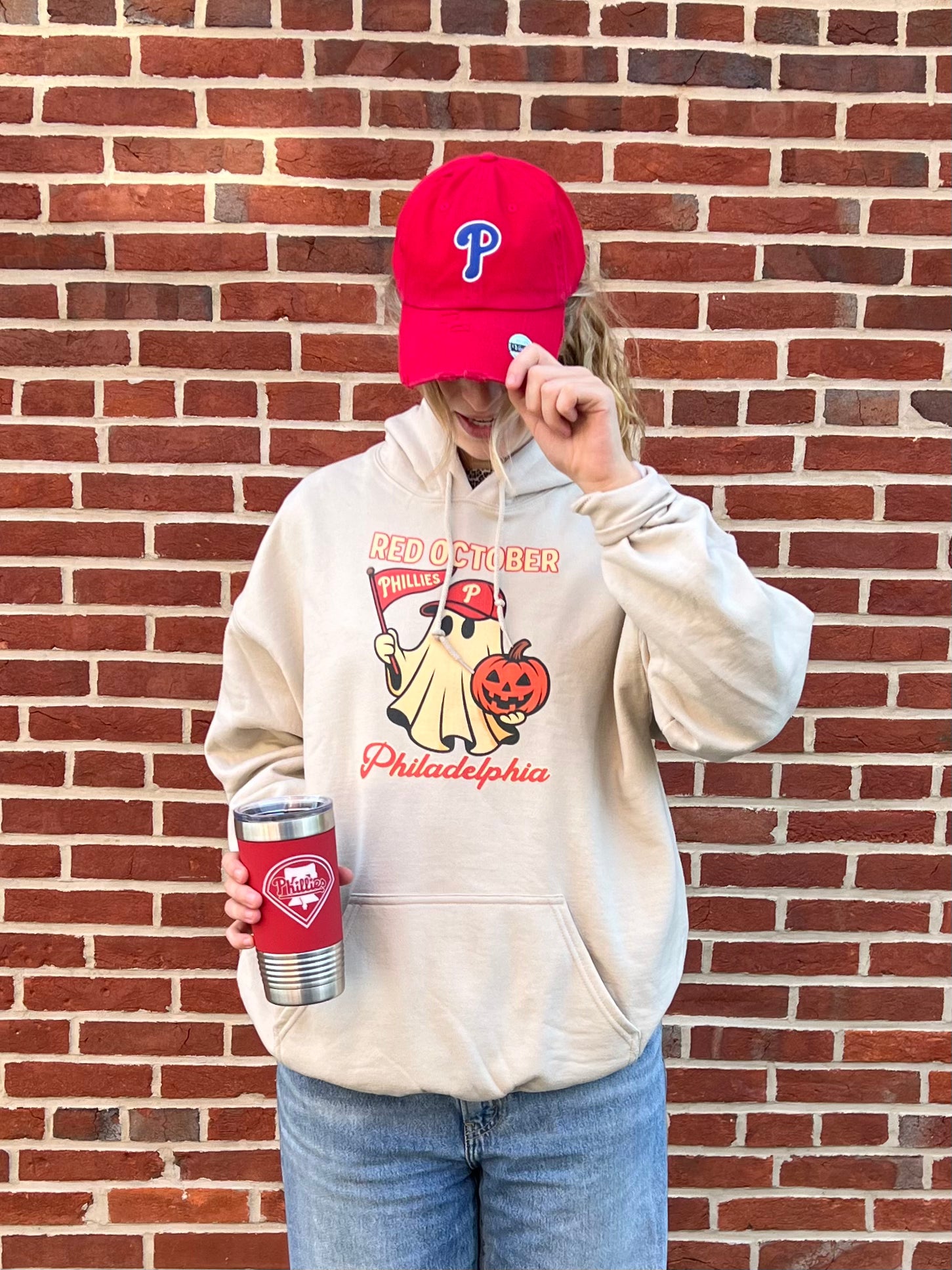 PHILLIES RED OCTOBER GHOST HOODIE