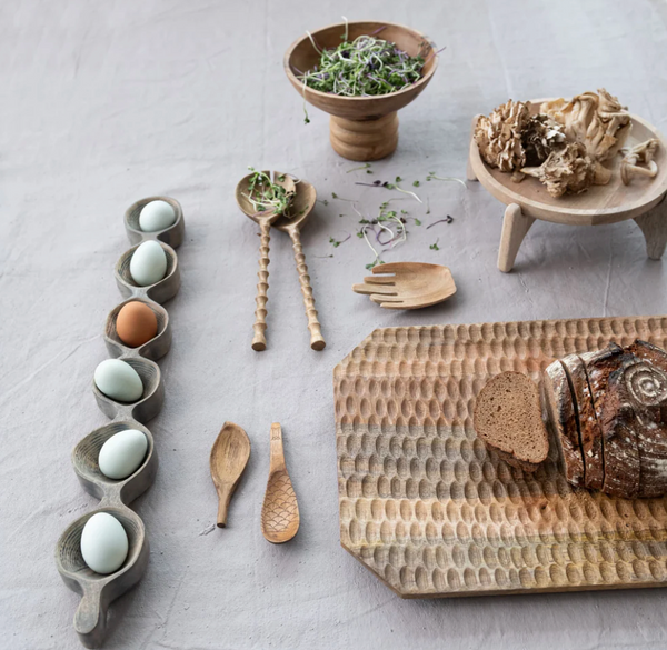 RIBBED MANGO WOOD FOTTED BOWL